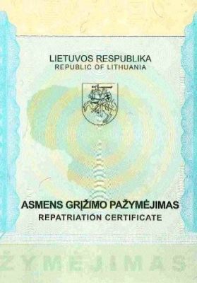 Kai prireikia asmens grįžimo pažymėjimo