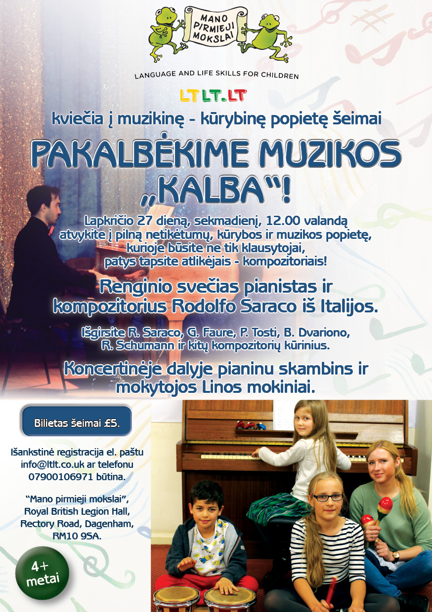 Anglijos lietuvių šeimos kviečiamos į Londone vyksiantį interaktyvų koncertą