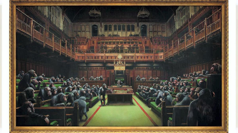 Paslaptingo britų menininko Banksy piešinys parduotas už įspūdingą sumą