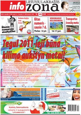 Šventiniame "infoZONOS" numeryje - nemokamas kalendorius ir transporto tvarkaraštis